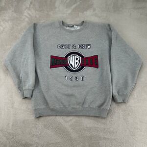 Vintage 90s Warner Bros Studio Cast & Crew 1930 Sweatshirt Mens M Gray Fleece